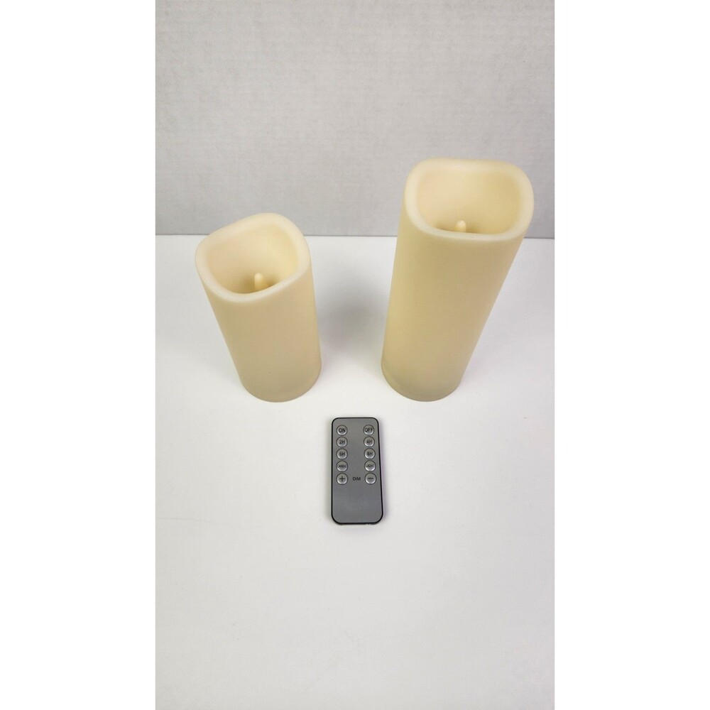 Hampton Bay Outdoor LED Flameless Resin Candles w/ Remote - Set of 2